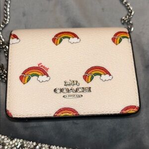 COACH Mini Wallet Crossbody with Rainbow Design
